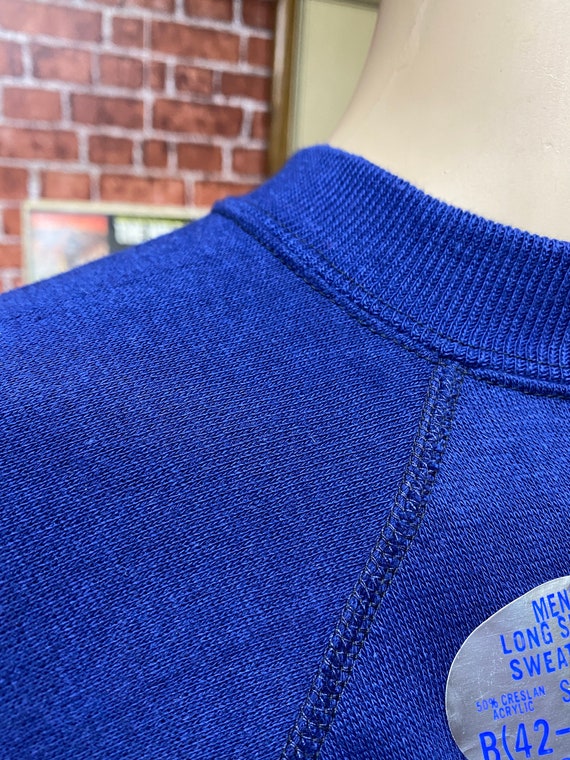 80's JCPenney UNWORN blue soft sweatshirt blank b… - image 4