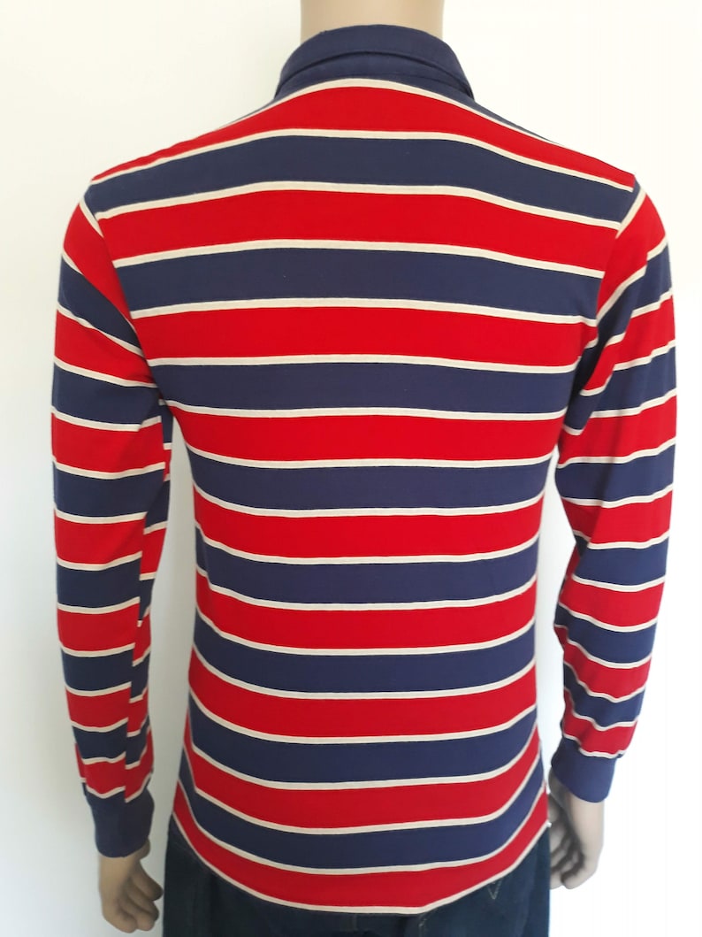 Vintage 1980/'s men/'s Forge striped long sleeve fashion knit shirt size medium made in Usa.