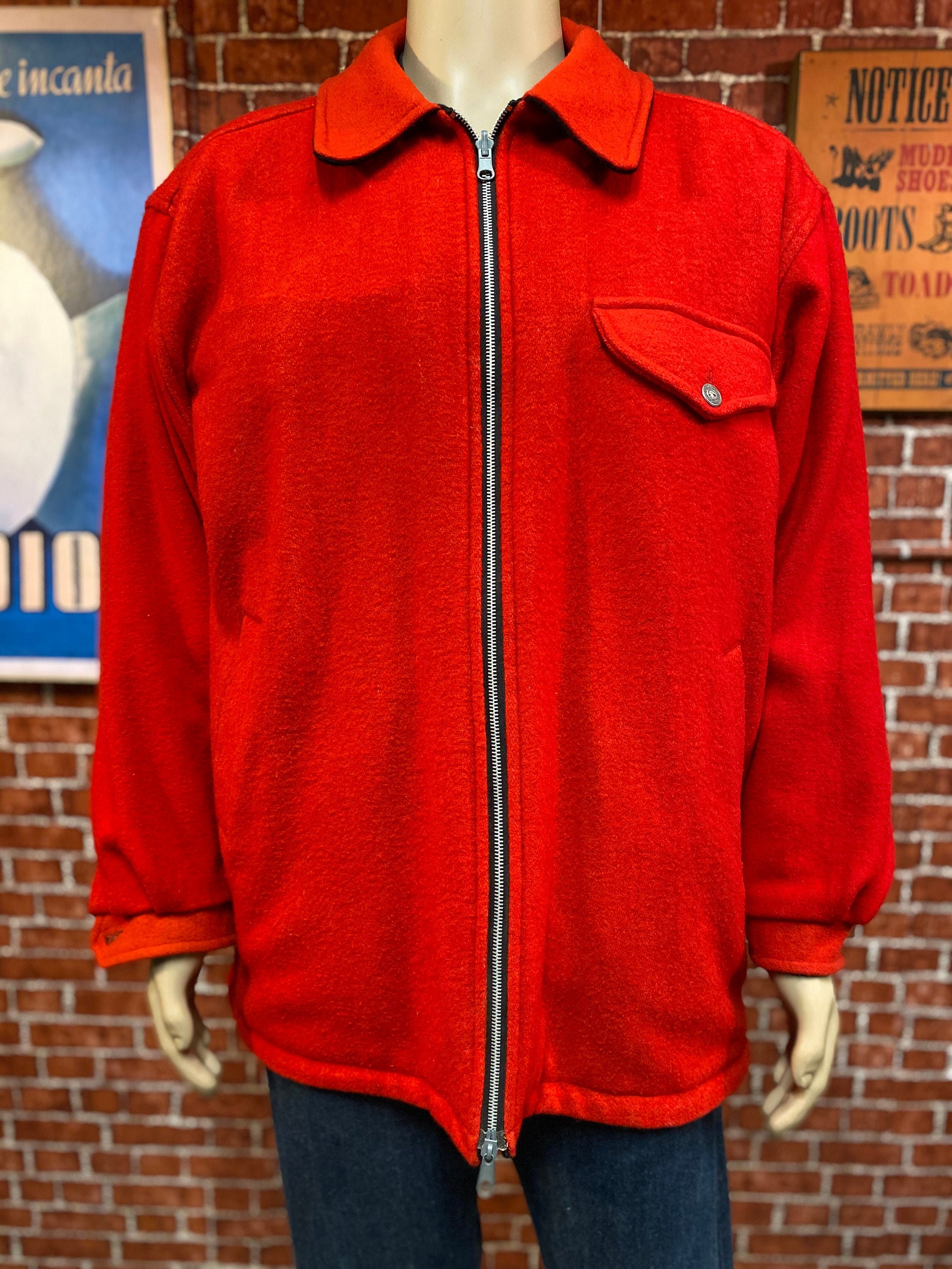70〜80s EURO Marlboro wool jacket Marlboro Men's Red and Black Reversible Wool Coat Jacket Size