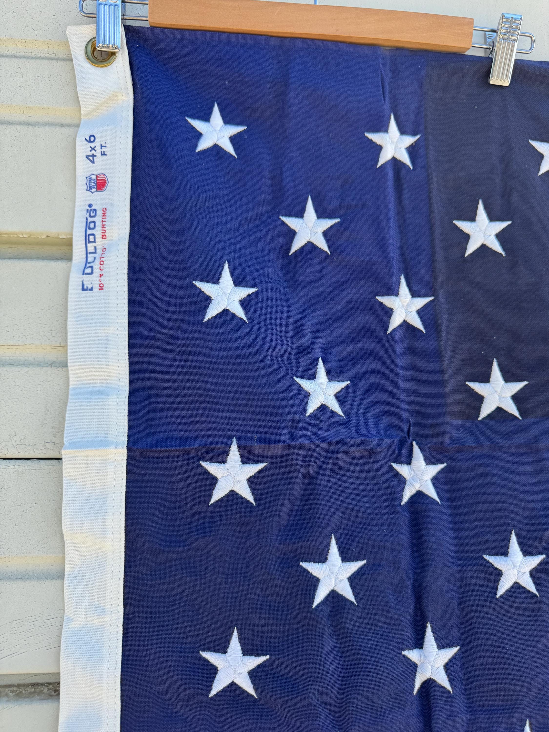 Vintage 1972 U.S. Flag 50 Stars Dettra Bull Dog Cotton Bunting 4