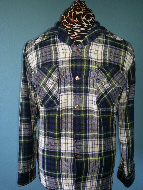 Vintage Men's Wool Plaid Shirt Jcpenney 