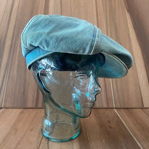 Vtg denim newsboy blue 8 crown pieces hat size 7 1/8.