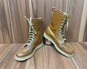 90's Moc Toe Camel Work Wear Outdoor Boots Size US 5 Men's 6