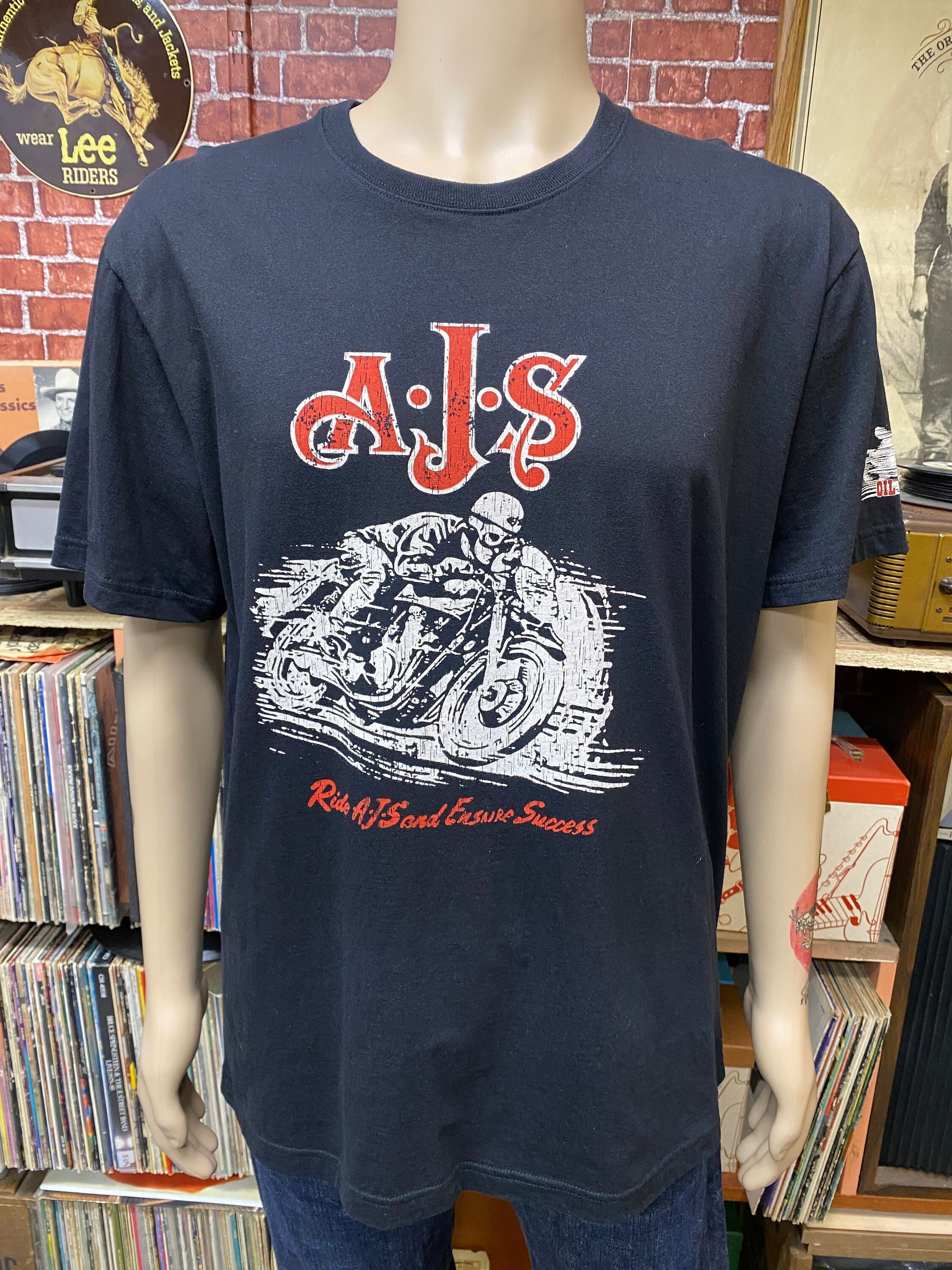 A.J.S. Vintage Motorcycle soft cotton black t-shirt size - Etsy 日本