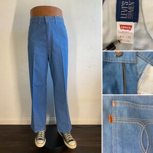 Deadstock 42x30 Levi&#39;s for men sky blue denim jeans orange tag made in U.S,A,.