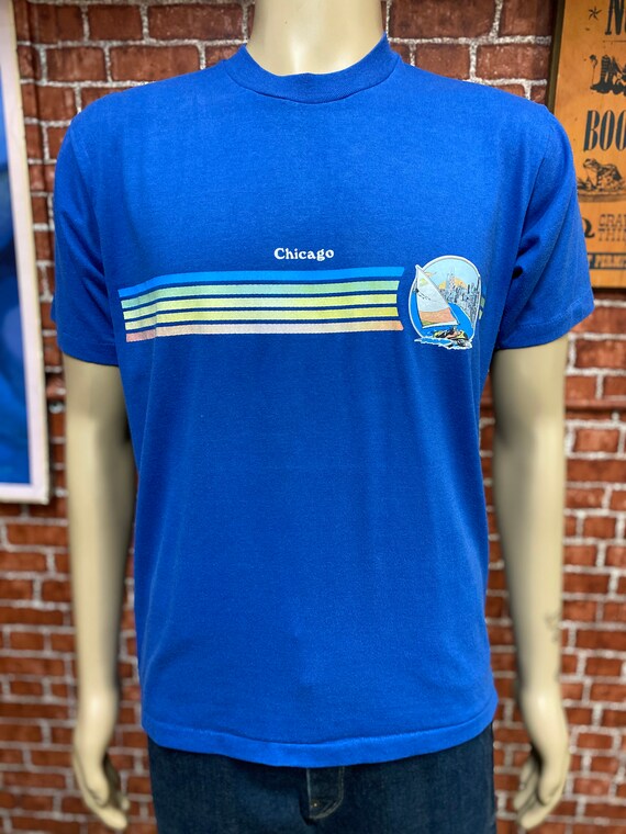 Chicago 80's souvenir blue t-shirt single needle … - image 3