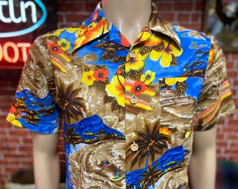 トップス 60s Penneys Aloha shirt Vintage Hawaiian Aloha Shirt 60s 70s JC PENNEYS Tropical