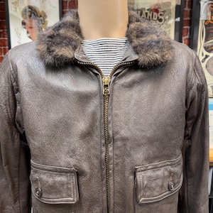 70&#39;s USN flight leather jacket type G-1 size 40 like medium.