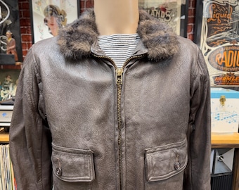 Vintage Real Leather Biker Aviator Jacket L 1950s Perfecto - Etsy