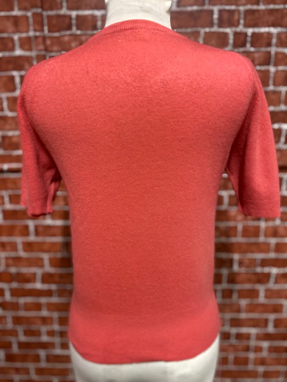 60's Full fashioned peach cashmere knit sweater s… - image 5