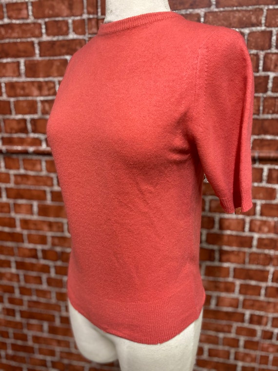 60's Full fashioned peach cashmere knit sweater s… - image 3