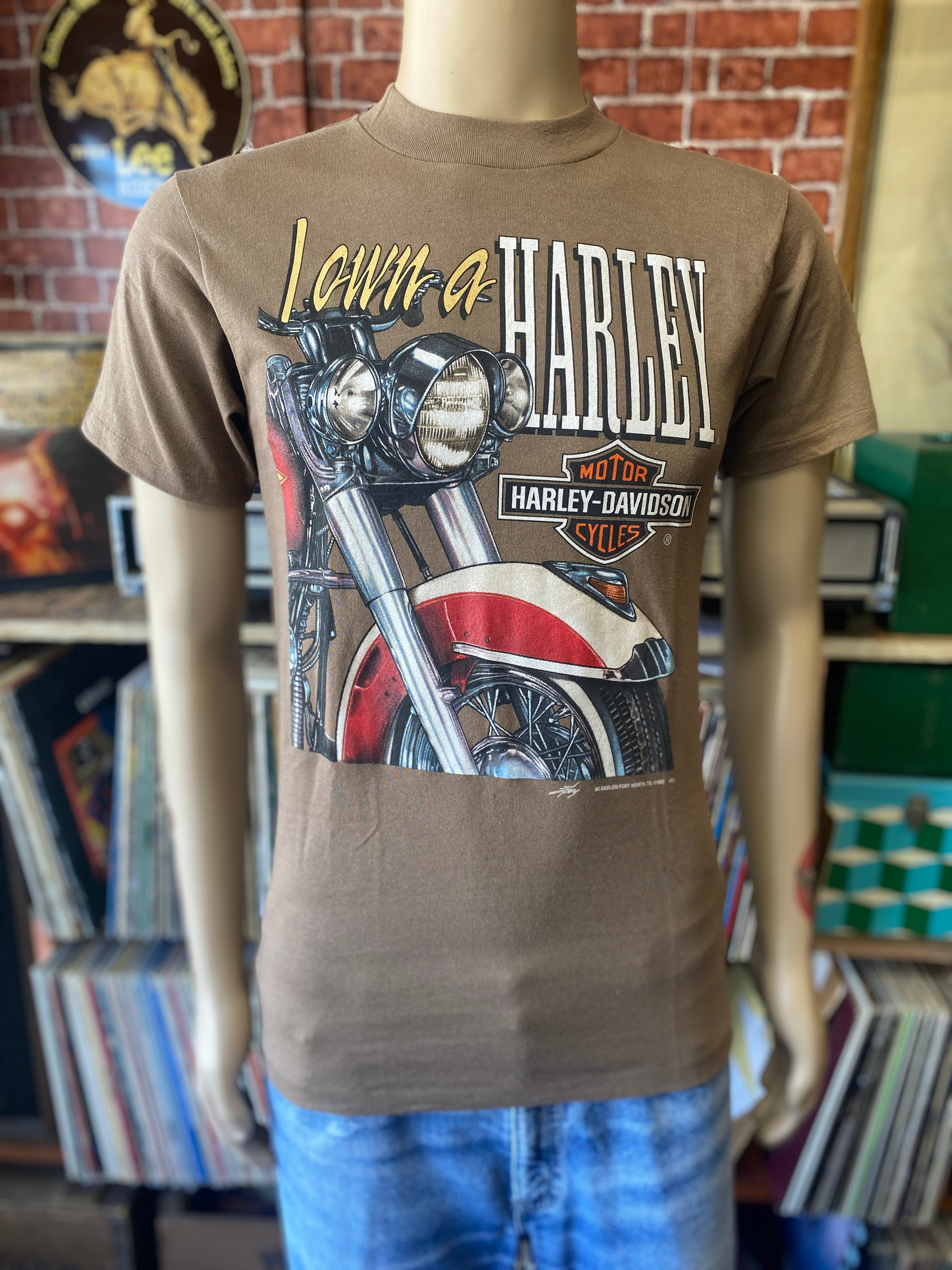 古着　Harley 1992年 デイトナビーチ vintageTシャツ L 1992 3D Harley Davidson NEVER WORN Brown T-shirt Size Medium Made