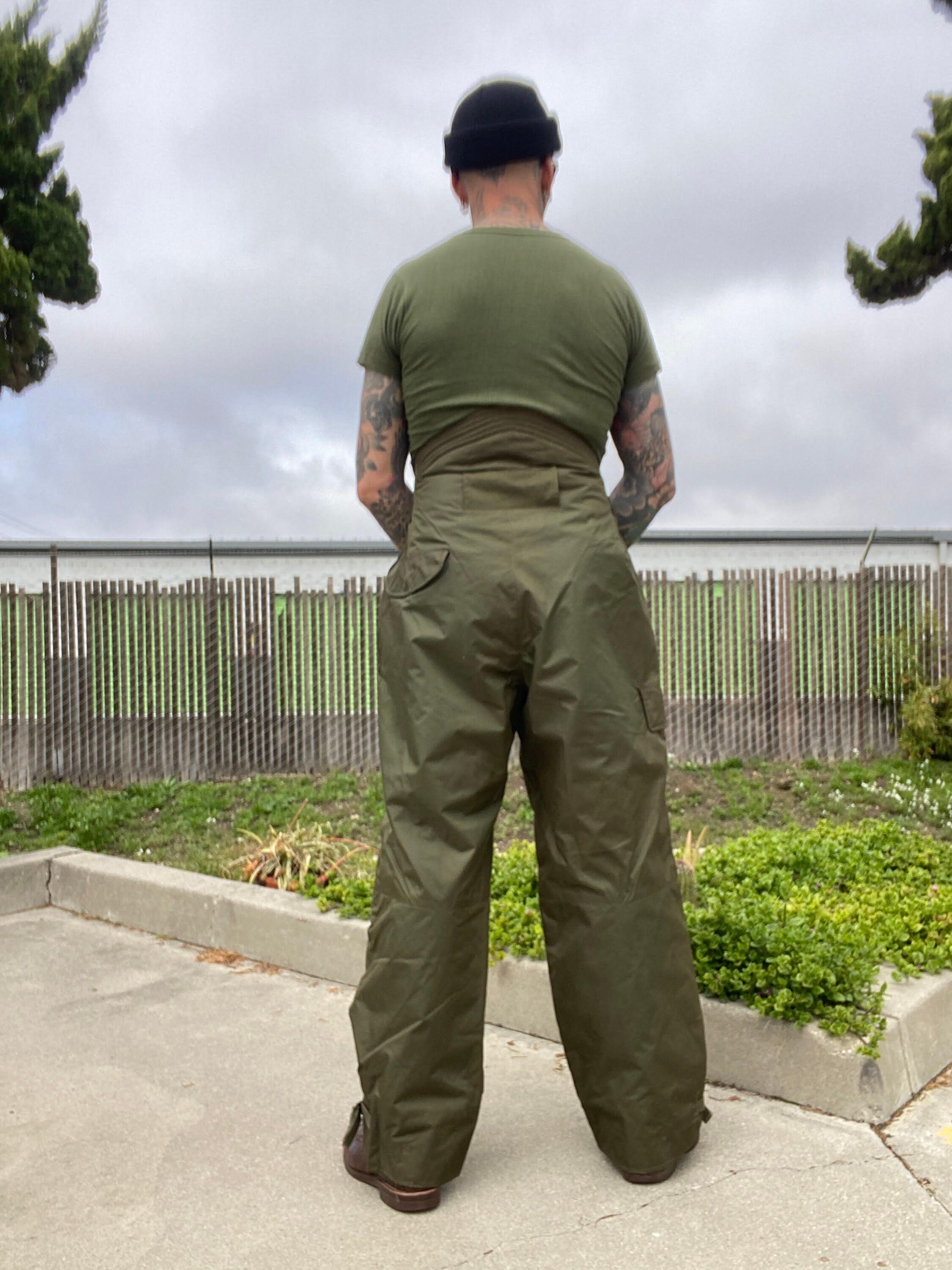 USN 50's 60's N140 Deck Pants Cold Weather Full Lined Olive Green