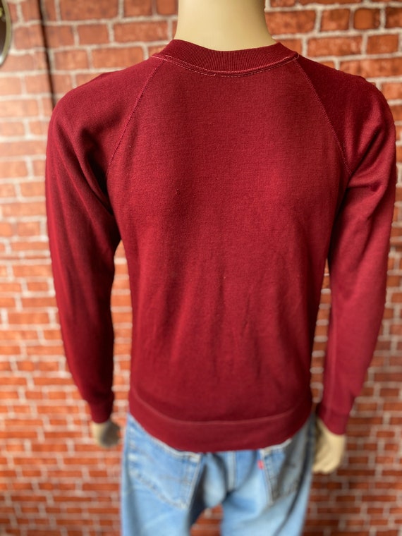 80's burgundy soft sweatshirt blank basic sport g… - image 8