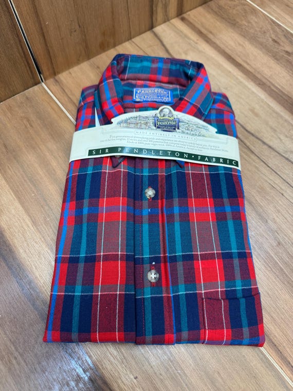 Dead-stock Pendleton button down plaid wool shirt… - image 11