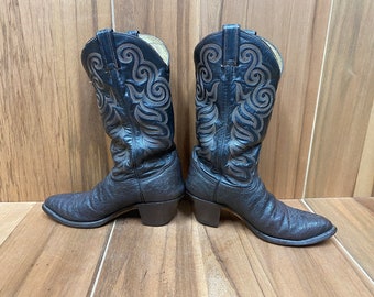 Vtg Tony Lama Exotic Leather Cowboy Western Ranch Stitching  display picture 2