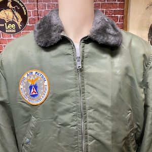Civil Air Patrol Alaska green flight jacket pilot rocker hot rodder motorcycle jacket size 44 made in U.S.A.