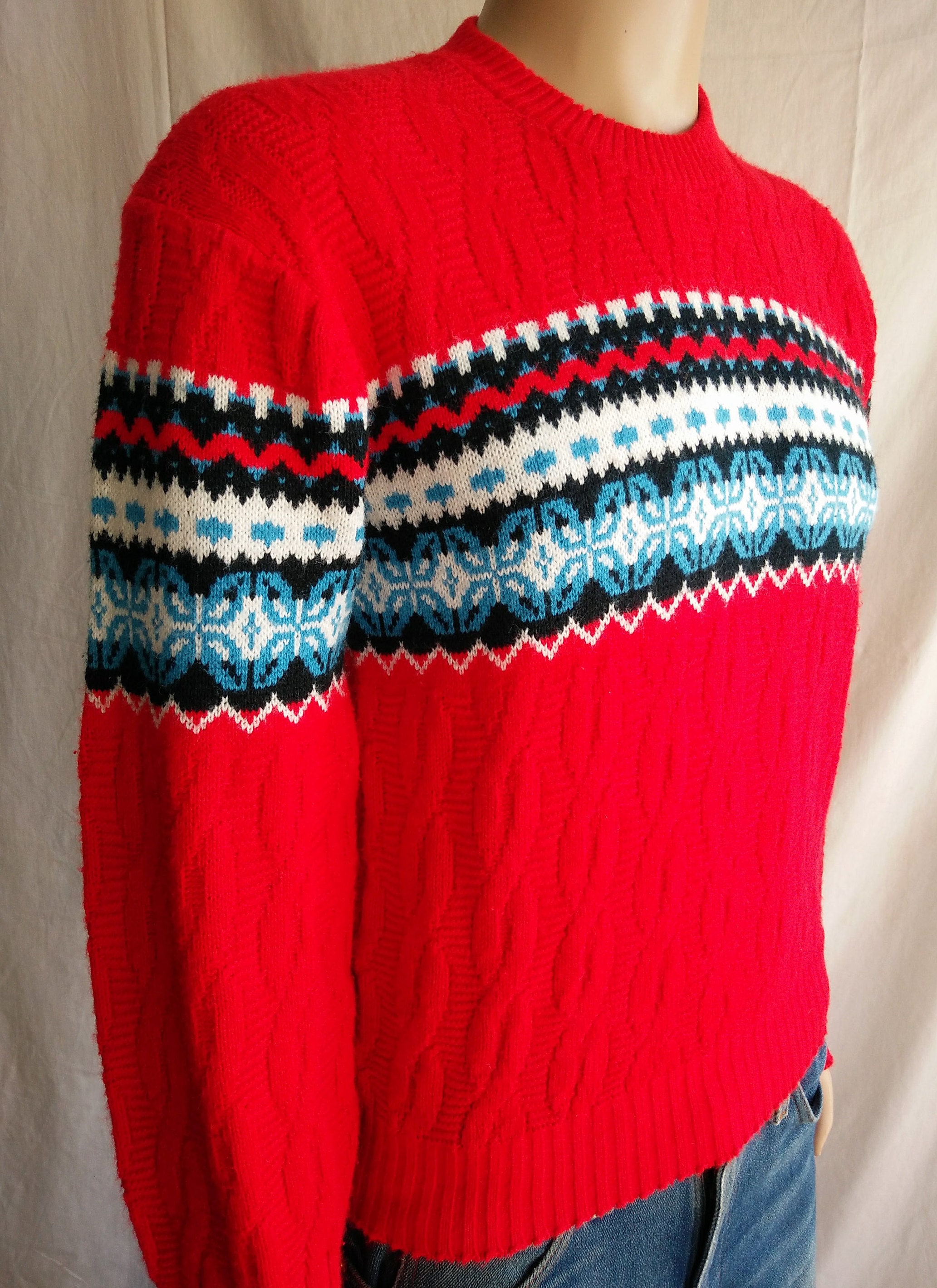 Vintage 60's Unisex Geometric Acrylic Sweater 100% Virgin | Etsy