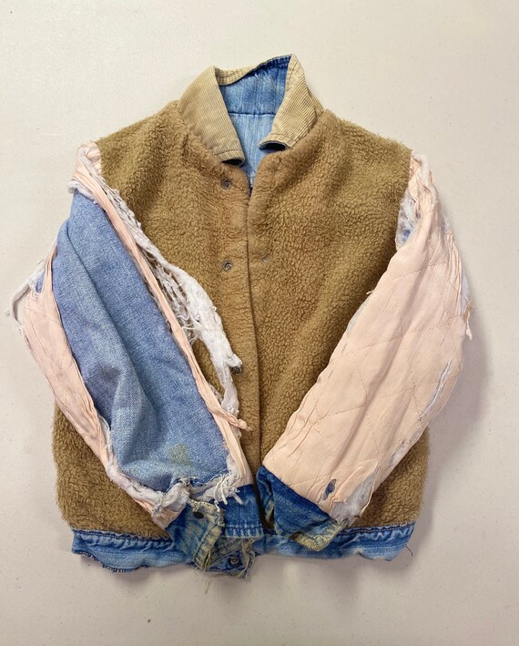 70's Wrangler size 10 boys denim sherpa jacket made i… Gem