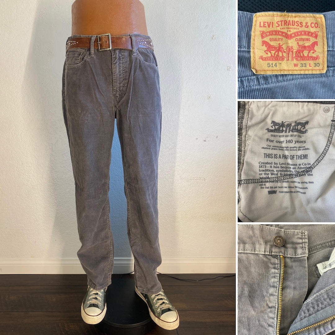 パンツ vintage 90s made in USA Levi's overallcm 90's Levi's 514 36x30 Gray Corduroy Cotton Jeans Pants. - Etsy