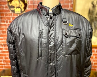 90's Sidewinders Roadster Club S.C.T.A. black quilted racing satin nylon jacket size 2XL.