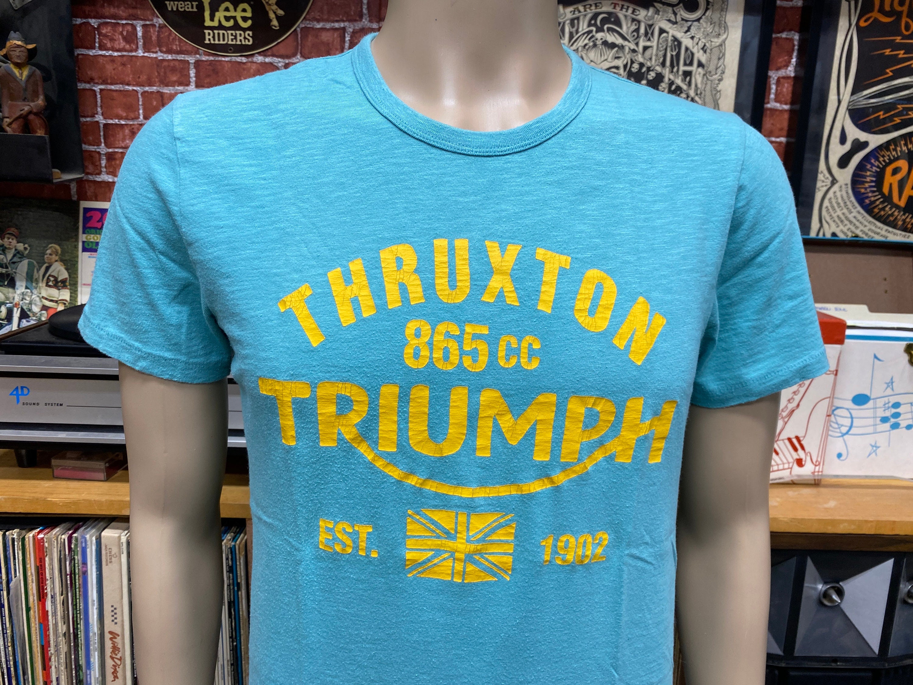 Triumph Thruxton 865 Cc Green Retro Style T-shirt Soft Cotton Size 