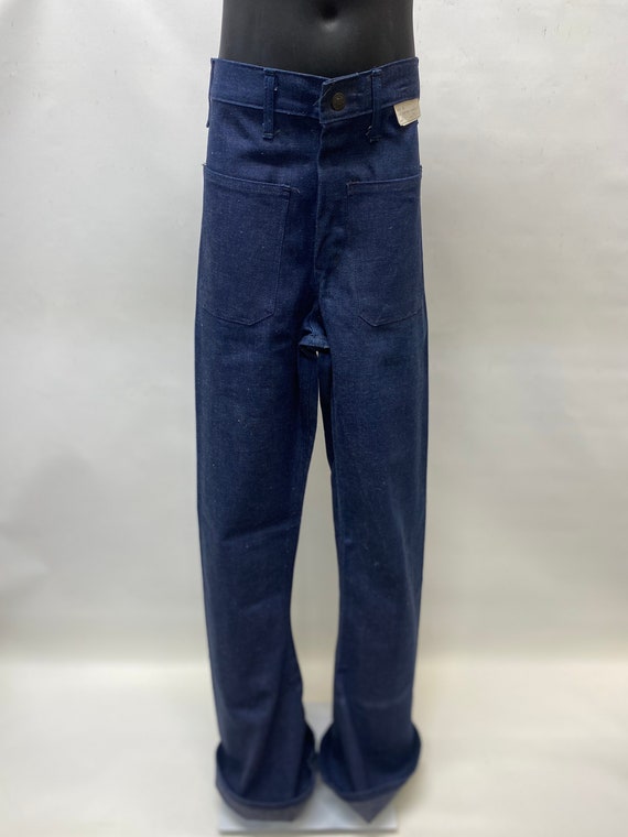 NWT 25x35 Denim sailor style bell bottoms 4 patch… - image 3
