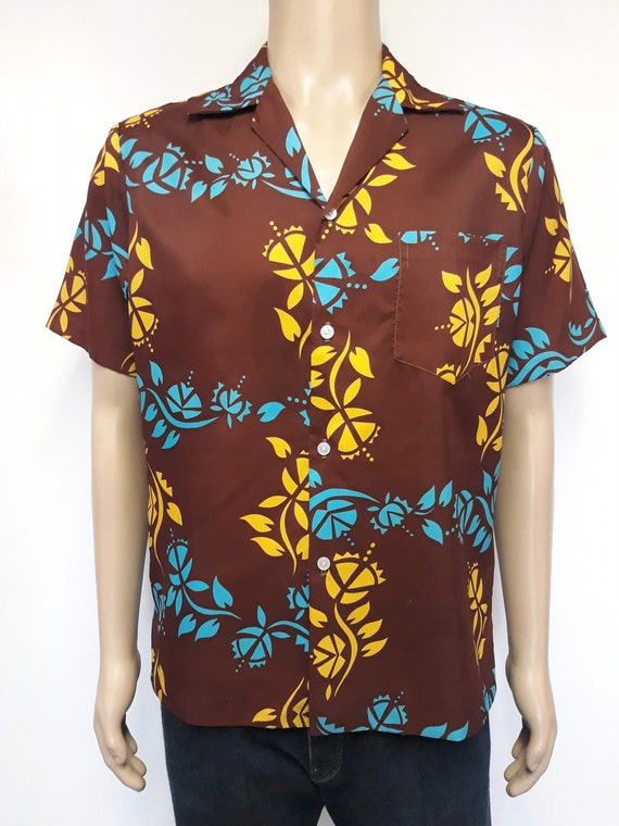 Vintage 70's Pomare Hawaii men's brown hawaiian p… - image 4