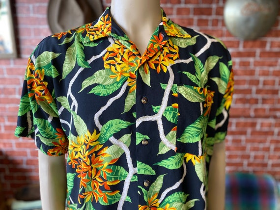 Monzini Collection hawaiian men's rayon shirt flo… - image 1