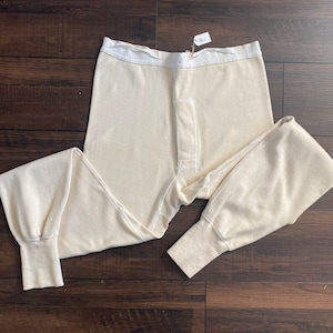 50&#39;s Vintage Military Winter drawers Army Long Johns military Issued Underwear off white size medium.