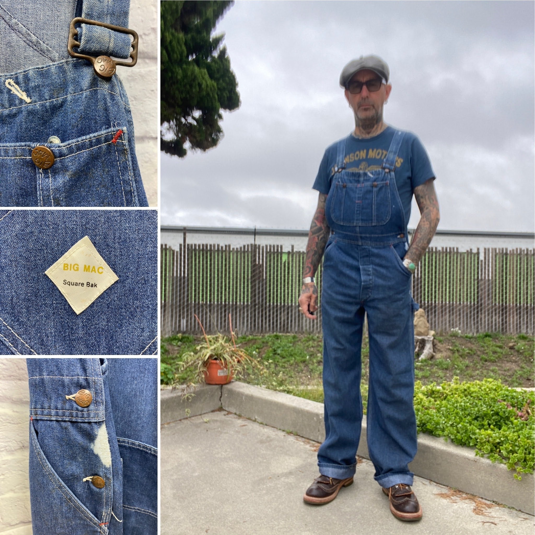 Big Mac Square Back Denim Work Overalls Carpenter Worker - Etsy