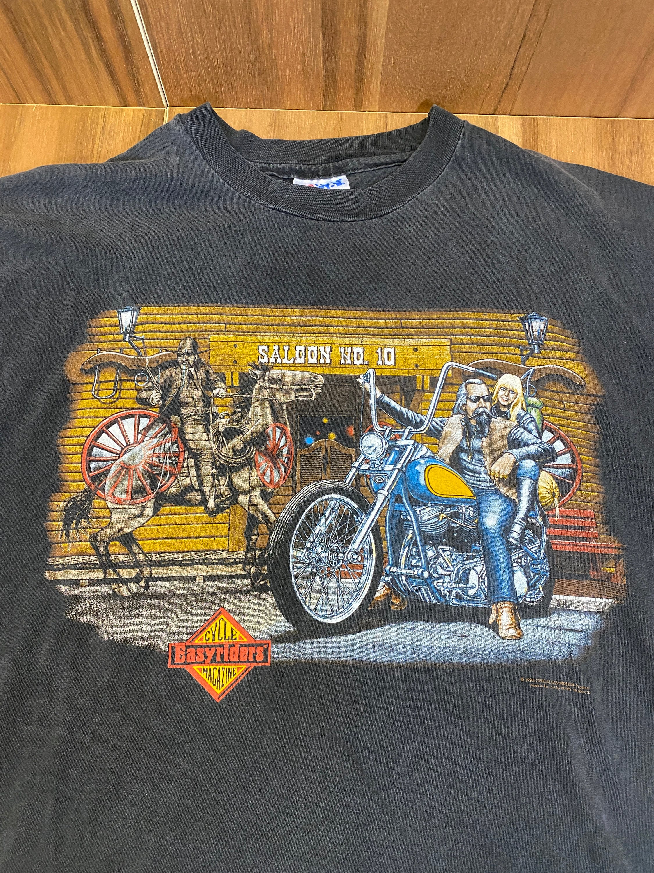 1995 Easyriders Magazine Saloon Harley Davidson Black T-shirt Size 2X Made  in U.S.A. 