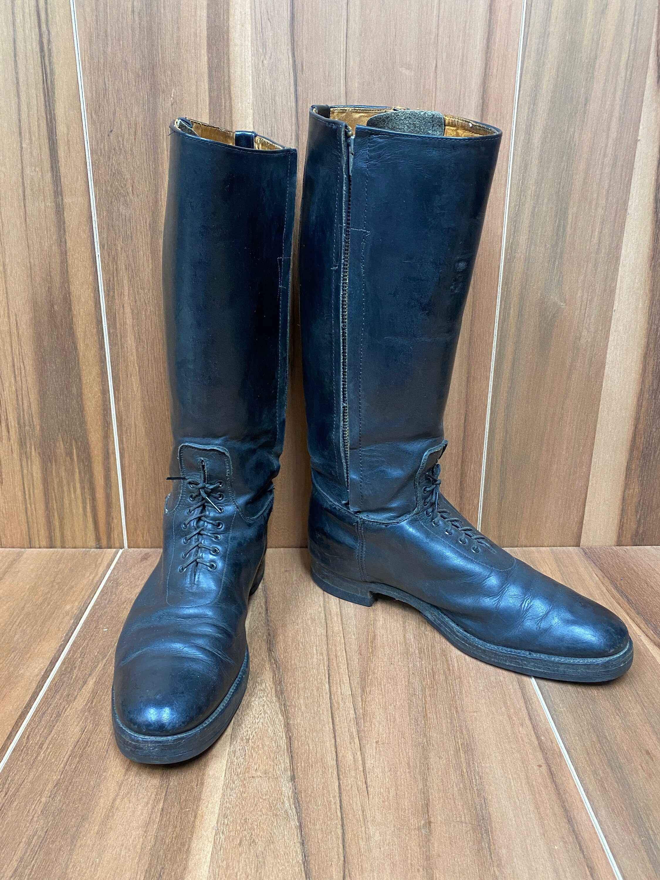 Vtg Motorcycle Riding Equestrian State Trooper Tall Leather
