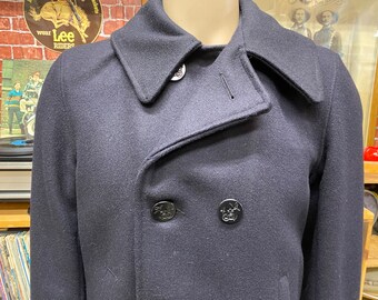 美品40s US NAVY 10 BUTTON P-COAT Vintage 1940s US Navy 10-button Wool Pea Coat ~ Size 40