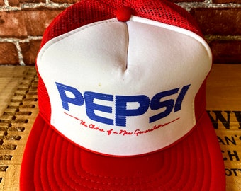 Vintage 80s 90s Pepsi Cola Mesh Trucker Hat Snapback Hat Baseball Cap