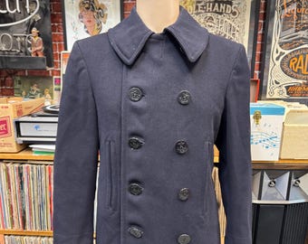 XS 40s / 50s US Coast Guard Peacoat / Corduroy Pockets Chinstrap