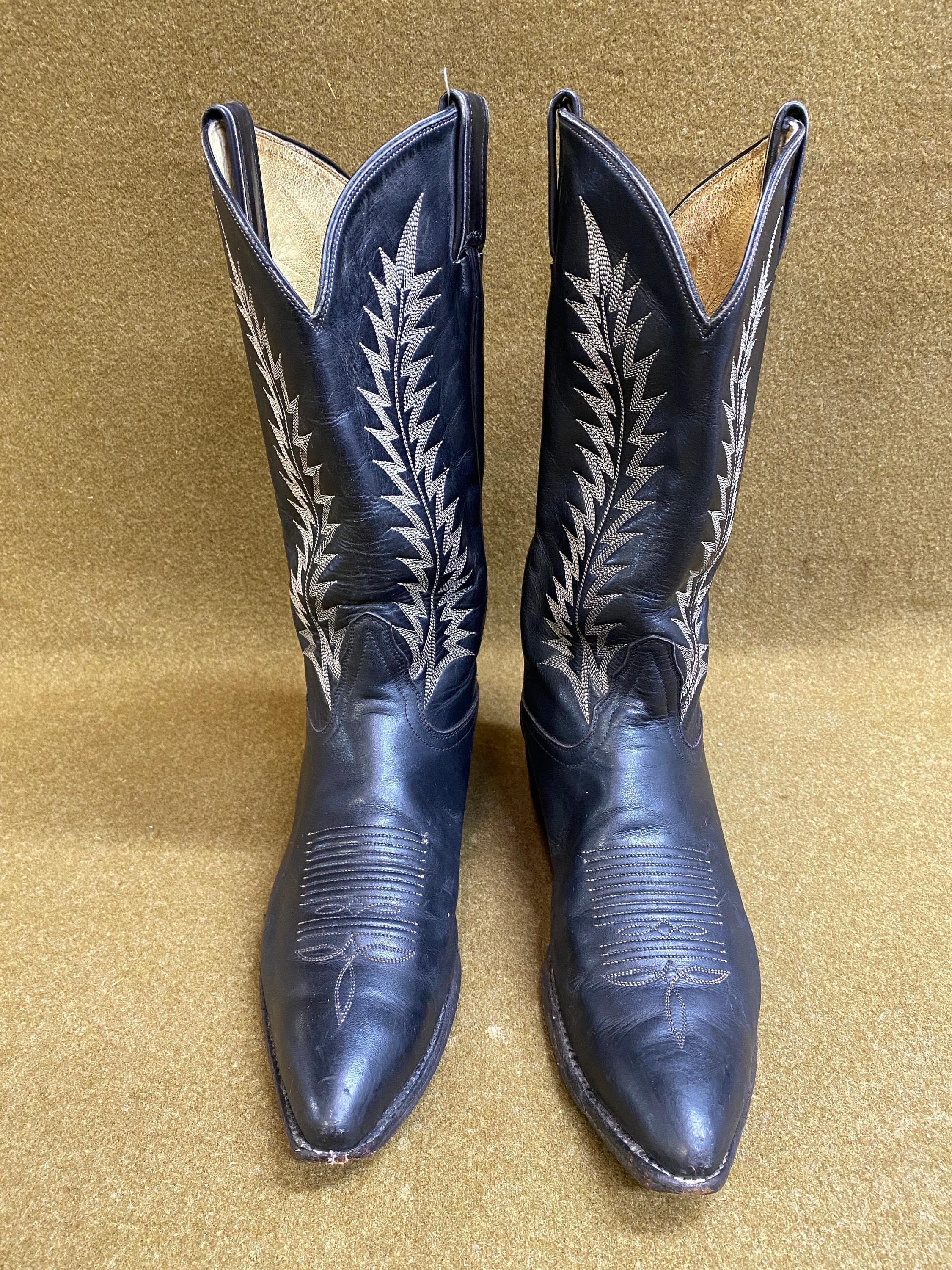 Tony Lama Cowboy Western Ranch Stitchin Leather Boots Size 9 1/2D