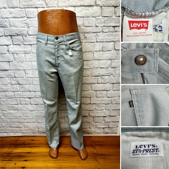 33x30 Levi's Sta-prest Gray High Grade Boot Cut Pants Men Made in
