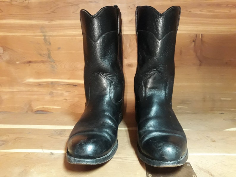 Double H Roper cowboy engineer black leather boots style 1405 | Etsy