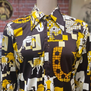 70&#39;s Ole Cassini by Burma men&#39;s nylon shirt long sleeve size large.