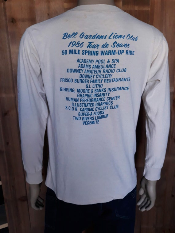 Vintage Unisex Long Sleeve Tshirt 1986 Tour De Sewer Bell Etsy
