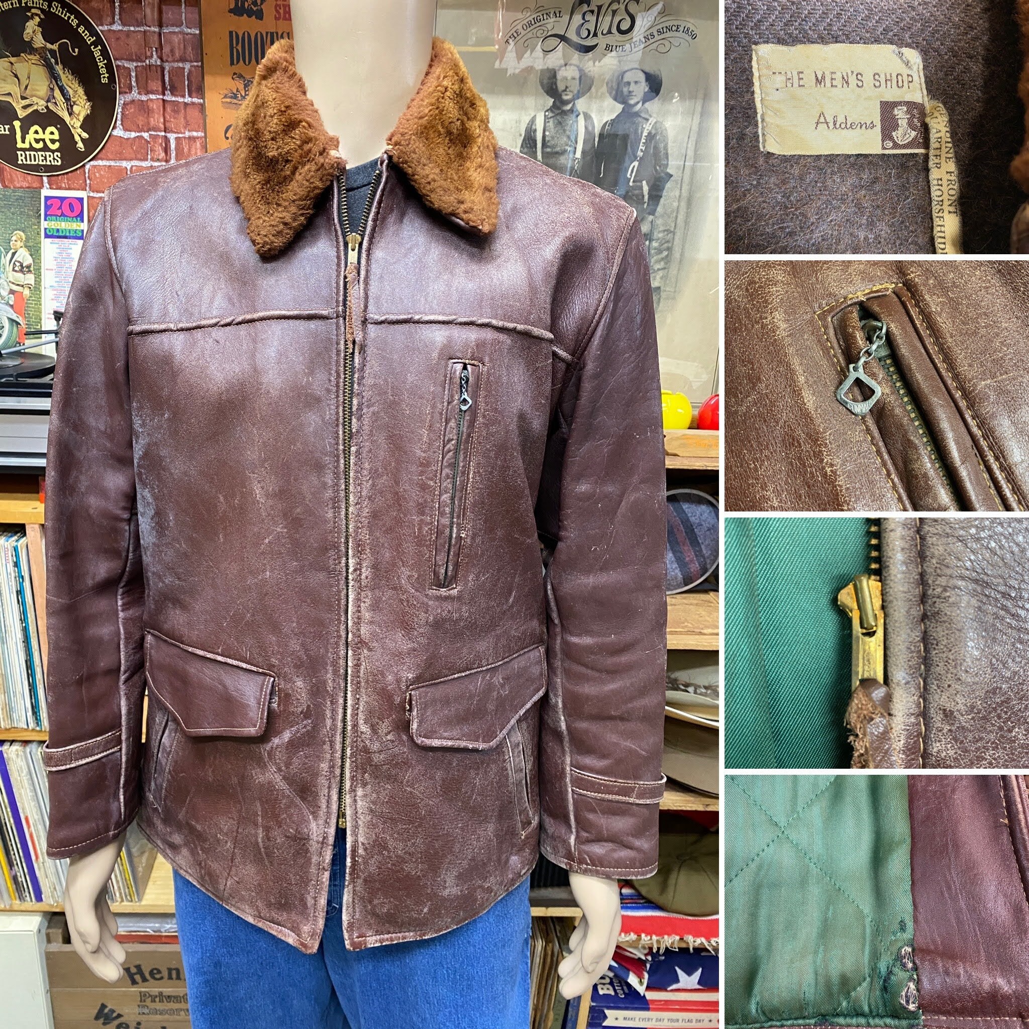 50's Aldens Half Belt Sport Jacket Horsehide Leather Car