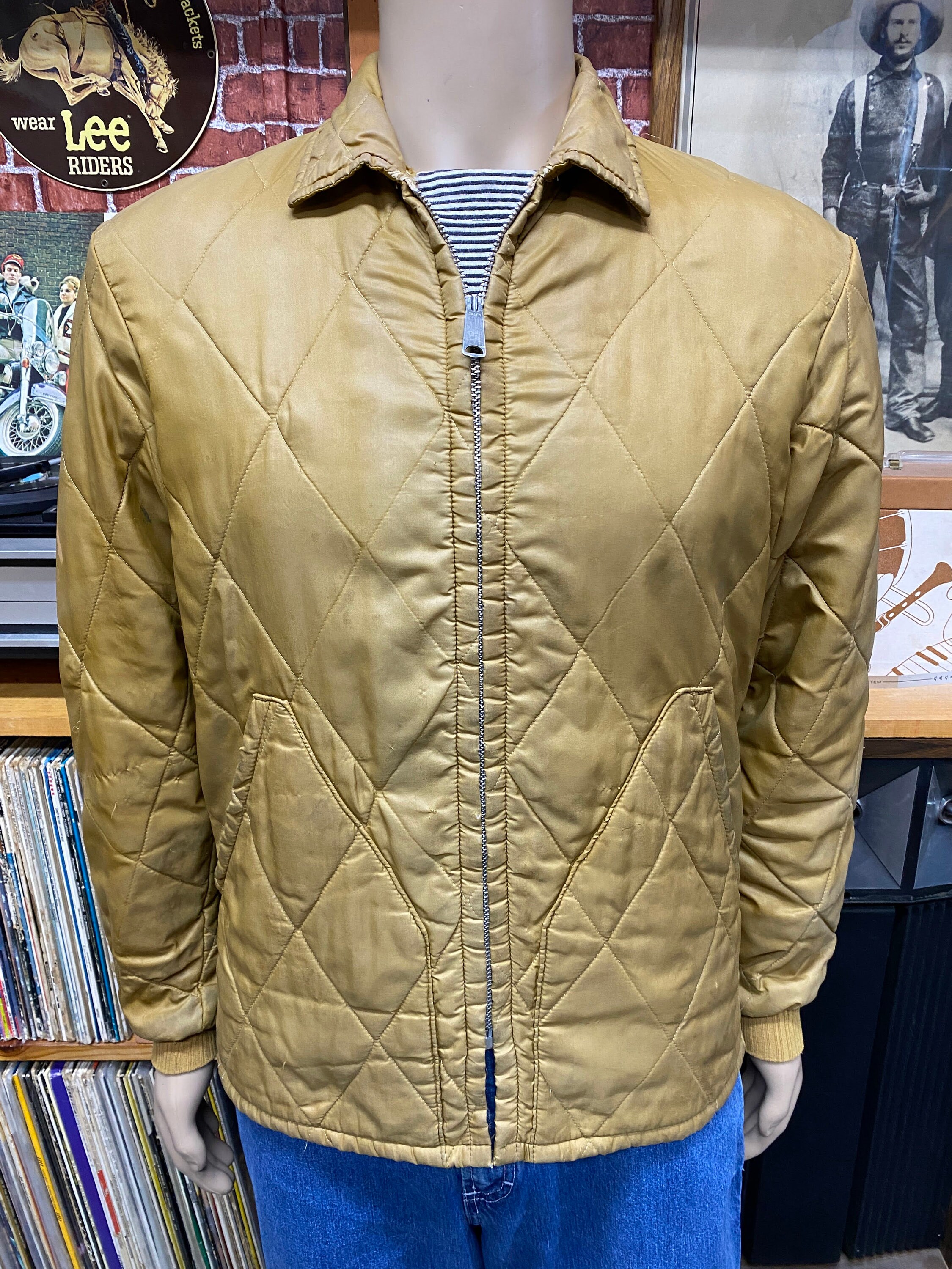 70's Lee Outerwear Yellow Mustard Quilted Outdoor Lined Jacket