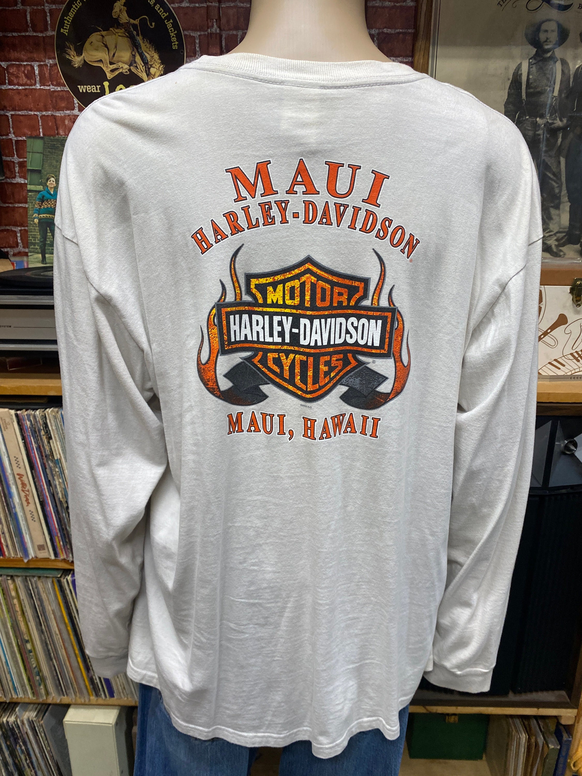 Harley Davidson Maui, Hawaii White Long Sleeve T-shirt Size 2X 