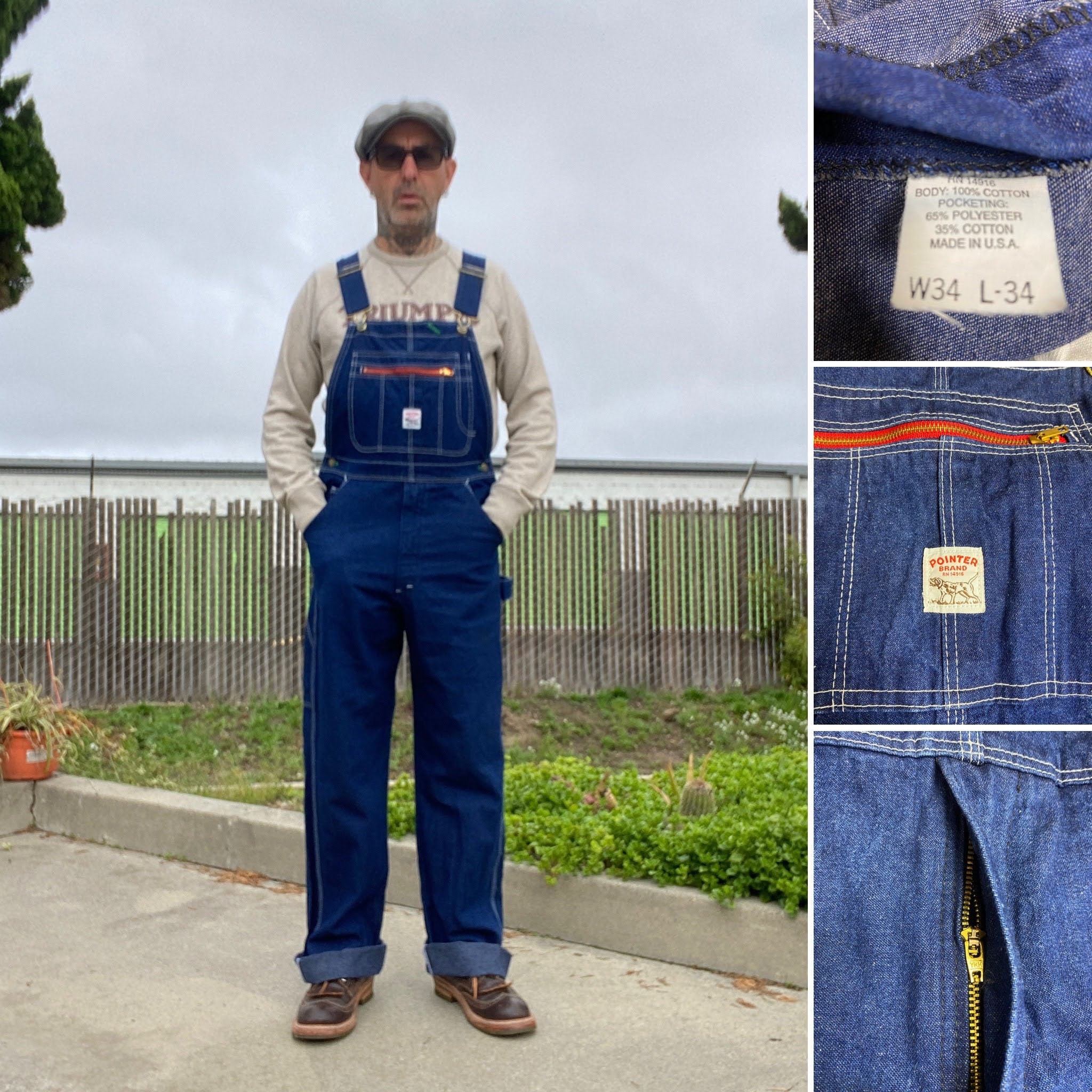 Pointer Denim Work Overalls Carpenter Worker Farmer Size 34x34 Made in  U.S.A. -  Finland