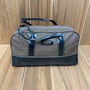 80&#39;s NEW OLD STOCK gym fitness sports bowling travel weekend brown canvas/vinyl handle bag.