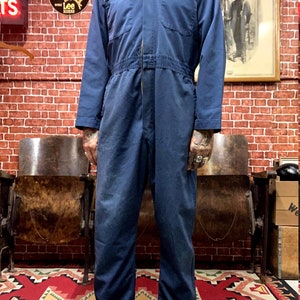 Blue Work Coveralls Outfit Long Sleeve Utility Garage Mechanic Farm ...