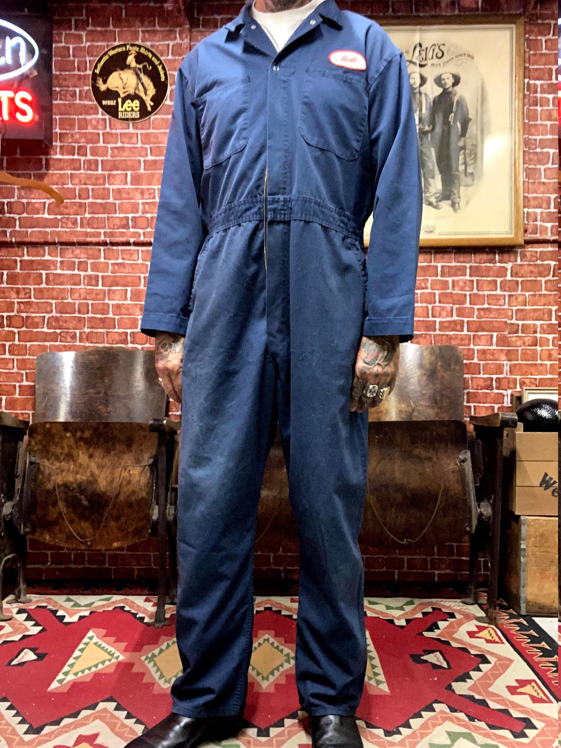 Adult Navy Blue Mechanic Coverall Jumpsuit | Party City