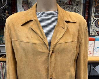 Vtg 1940s Glanson Distressed Brown Suede Jacket Motorcycle
