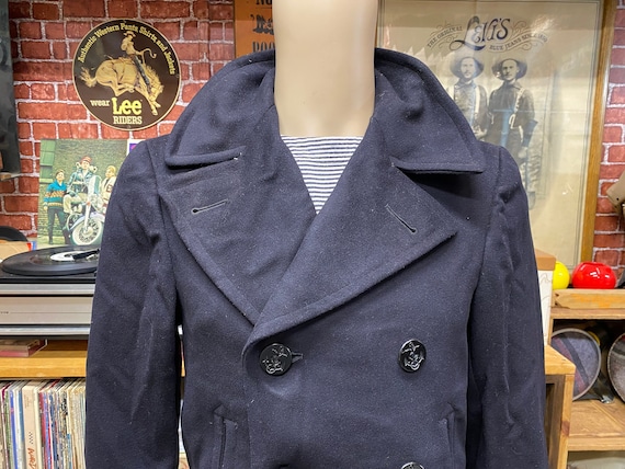 Vintage 70's wool US Navy Peacoat cracker jack si… - image 1